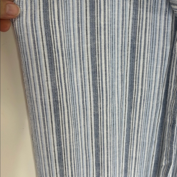 NWOT CLOTH & STONE Linen Blend Raw Hem Cropped Pants Blue Stripe Size Small - Picture 14 of 15